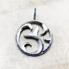 Pendentifs en argent Sterling 925 avec nageoire de queue et vague bleue, bijoux fins européens, dauphin joyeux, cadeau tendance pour femmes