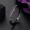 Bracelet mixte pour femmes, modèles crayon tendance, manchette pour mariage, violet, Zircon cubique, cristal, dubaï, doré, cadeaux de fête