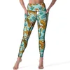 Pantaloni attivi Leggings Wild Tiger Yellow Lotus Pond Push Up Yoga Estetico Legging elastico Donna Design Fitness Palestra Sport