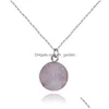 Pendentif Colliers Nouvelle arrivée ronde Druzy résine pierre pendentif collier ras du cou pour les femmes mode or réglable chaîne bijoux cadeau Dro Dhtcd