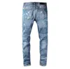 Marke bedruckte Street-Slim-Fit-Herrenmode mit personalisiertem Hole-Patch-Jeans-Trendstil