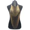 Sieraden luxe mode glanzende sexy body buik goud kleur full chain body keten bra slave harnas ketting kwast taille sieraden