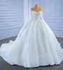 Luxuriöses, glänzendes Hochzeitskleid 2024, schulterfrei, lange Ärmel, Ebmroidery, Perlen, Pailletten, Schnürung, geschwollene Brautkleider, nach Maß, Vestido De Novia