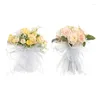Decorative Flowers Wedding Bouquets For Bride Realistic Silk Roses Bridal Bridesmaid Bouquet White
