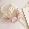 Hårtillbehör Big Pink Bow Baby Girls Bands French Vintage Lace Tie pannband Lolita Style Babies