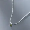 Colliers WANTME 925 argent Sterling brillant gypsophile vert Olive pendentif clavicule collier ras du cou pour les femmes mode bijoux exquis