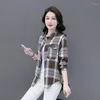 Women's Blouses 2024Spring Autumn Shirt Middle-Aged Mother's Outer Suit Classic Plaid Jacket Loose Age-Reducing Coat Ladies Tide Top