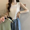 Kvinntankar Knit koreanska streetwear tank topp sommarkläder för kvinnliga festival outfit blusa mujer moda 2024 vita svart gratis fartyg föremål