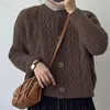 Damen-Pullover, weich, langärmelig, Rundhalsausschnitt, Knopfleiste, Jacke, Damen, Herbst, Winter, Vintage-Outfit, modische Mäntel, Strickjacke für Damen