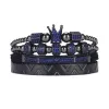 Bracelets de luxe pour hommes, couronne de roi Royal, ensemble de perles en acier inoxydable, fantôme bleu, boule CZ, bijoux pour hommes