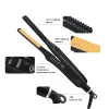 Irons Professional Hair Straintener Curler 2 i 1 Flat Iron Plate Negative Jon rätning Curling Styling Appliances Comb Brush