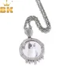 Halsband The Bling King Custom Round Water Drip Photo Pendant Memory Picture Medallion Iced Out Cubic Zirconia Hiphop Jewelry for Gift