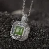 Pendants Genuine S925 Sterling Silver Pendants for Women Men New Fashion Hetian Jade Eternal Vine Vintage Pattern Square Jewelry