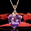 Necklaces Romantic Violet Heart Amethyst Pendant Necklace Chokers for Women Sier Temperament Jewelry Girls Quartz Sexy Gift