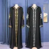 Robes décontractées africaine grande taille femme robe musulmane Moyen-Orient ethnique Robe en V perle du col