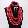 Dudo 15-20mm Rot Natur Korallen Große Afrikanische Perlen Korallen Hochzeiten Schmuck Set Nigerianischen Neckalce Sets Für frauen 2024