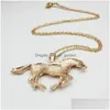 Colares Pingente Nova Chegada Sliver Ouro Cavalo Forma Cadeia Necklece para Mulheres Menina Bonito Animal 64x41mm Pingentes Colar Lu Dhgarden Dhsxa