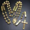 Necklaces blingbling 8mm golden color crystal rhinestone beads five mysteries rosary religious catholic rosario