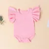 Rompers födda Baby Boys Girls Romper Summer Sleeve Jumpsuit Solid Color Playsuit Spädbarnsdräkt barns bodysuit Kidkläder