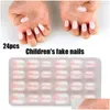 Fałszywe paznokcie 24pcs/zestaw żel Dzieci Fałszywe naciśnięcie na paznokcie