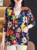 Kobiety z dzianiny kwiatowy żeńskie jesienne jesienne futrzane dzianiny swetry koreańskie moda długie rękawy v szyja luźne kardigany