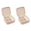 Jewelry Pouches 2Pcs Display Travel Zipper Case Box Earrings Necklace Rings Pink