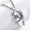 Pendentifs Eudora Dragon Twining Hexagonal Quartz clair prismatique collier Punk pierre de guérison cristal de Quartz clair pendentif bijoux pour homme