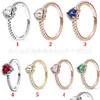 Bagues de bande 925 livres Sier Nouveau charme à la mode Bague originale Coeur rouge Femmes FL Diamant Rose Gold Cadeau pour filles et Drop Deliv Otevc