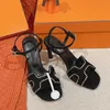 Dress 8cm Crystal Sandals High Heels Women Designer Brand Summer Suede Velvet Leather Luxury Shoes Slide on Rhinestone Buckle Top Mirror Quality Open Toes