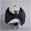 Stage Wear Jupe de danse en mousseline de soie Flamenco pour femmes 720 degrés Jupes longues de couleur unie Danseur Pratique Style chinois avec gros ourlet Drop Otpmu