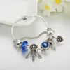 Charm Bracelets Star Moon Dream Catcher Bracelet Femme Royal Blue Murano Glass European Beads Women's Jewelry Gift