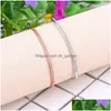 Bangle Fashion Copper Inlay Zircon Women Bangle Armband Rose Gold Sier Color Single Row Zrcon justerbar för Girl Dainty D Dhgarden Dhjtd