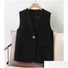 Gilet da donna Gilet moda femminile Top casual 2024 Primavera Autunno Gilet coreano Slim Giacca senza maniche Consegna drop Abbigliamento Clo Otjmt