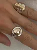 Cluster-Ringe HUANZHI Gold Farbe Kontrast Silber Unregelmäßiger Metallring für Frauen Mädchen Koreanisches Retro-Design Trend Tägliche Arbeit Klobiger Schmuck