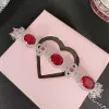 Bangles Luxury Crystal Red Oval Clover Bracelet For Lady Hand Accessories Top Quality 925 Sterling Silver Bracelets Women Jewelry Gift