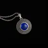 Hängen 2019 Ny lista S925 Sterling Silver Retro Round Blue Lapis Lazuli Pendant Necklace Ladies Handgjorda vackra smycken gåvor som