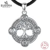 Pendants Eudora 925 Sterling Silver Tree of Life Necklace Norse runes Hexe Celtic Knoten Yggdrasil Amulett Pendant Man Viking Jewelry