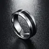 عصابات Nuncad Tungsten Carbide Ring 8mm Men's Ring Winting Winfle و Back Center Beveled Edge Wedding Learing T020R