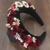 Armbanden Bohemia Fashion Flower Headband Temperament Sponge Crystal Rhinestones Hoofdband voor vrouwenaccessoires Wedding Party