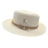 Chapeau de paille avec boucle en métal R pour femmes, chapeau de protection solaire d'été pour loisirs, chapeau de plage à la mode, Vintage, chapeaux d'église, 240219