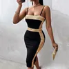 Vest Sexy Midi Dress for Women Bandeau Female Long Beach Dresses Slim Sleeveless Solid Black Summer Fashion Column Dress Sequins