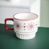 Kubki nordycki ceramiczny kubek mleczny kawa kawa kubek herbaty śniadanie kreatywne domowe filiżanki wody krótkie z uchwytem 4 style