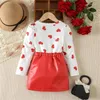 Clothing Sets Valentine S Day Kids Baby Girls Outfit Heart T-shirt Tops And A-line Skirt Set 2Pcs Clothes