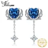 Earrings JewelryPalace New Arrival Angel Wing 3ct Love Heart Blue Gemstone 925 Sterling Silver Stud Earrings for Woman Fashion Jewelry