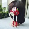 ジュエリー日本の着物手作り布の花の折りたたみファンヘアアクセサリークリップタッセルヘッドウェアヘッドドレスバレットユカタフェストヴィアデコ