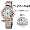 V6F W2BB0023 SEKO NH05A للسيدات التلقائي للسيدات Watch two Tine Rose Gold White Dial Steel Edition 33mm New 325i