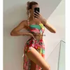 Kvinnors badkläder Bandage Print Bikinis med kjol Separata baddräkt Simdräkter Tvådelad baddräkt Summer Beachwearh24221