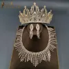 Halsketten A247 Luxus Braut Kopfbedeckung Strass Triara Festzug Brithday Crowns Hochzeit Kopfbedeckung Legierung Frauen Ohrring Halskette Schmucksets