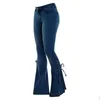 Women'S Jeans Womens Jeans Women Flared High Waist Denim Pants Vintage Stretch Streetwear Lace Up Bell Bottom Pant Elastic Trousers D Otefn