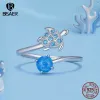 Set Bisaer 925 Gioielli in argento Sterling Orecchi Set Orecchini Platinum placcato per donne Eleganti feste in spiaggia Gift di gioielli